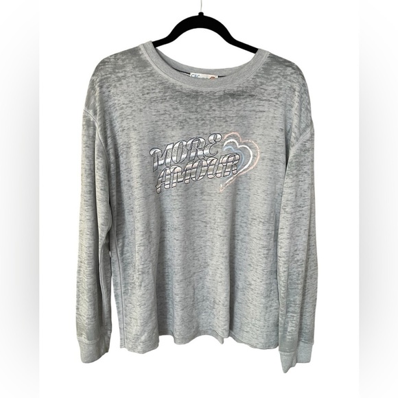 C&C California Women’s More Amour Sweatshirt Gray Pullover Shirt Top Size Medium - Picture 1 of 6
